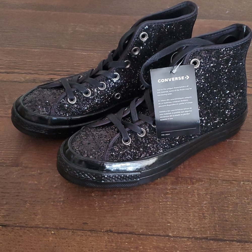 Converse Black Glitter High Top Sneakers